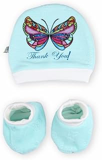 Babies cap + quilted socks, high-quality plush, green color