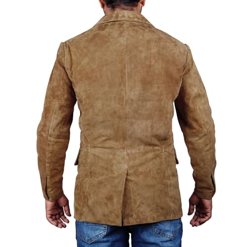 Image of Suede Leather Blazer for Men Suede Sport Coat for Men Blazer Suede Leather Jacket Blazer Coat for Men