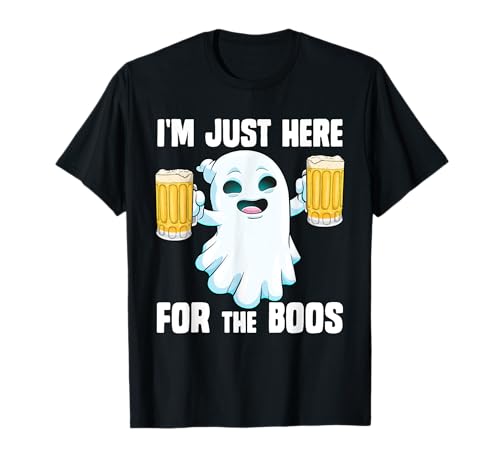 I'm Just Here For The Boos Funny Halloween Ghost Beer Camiseta