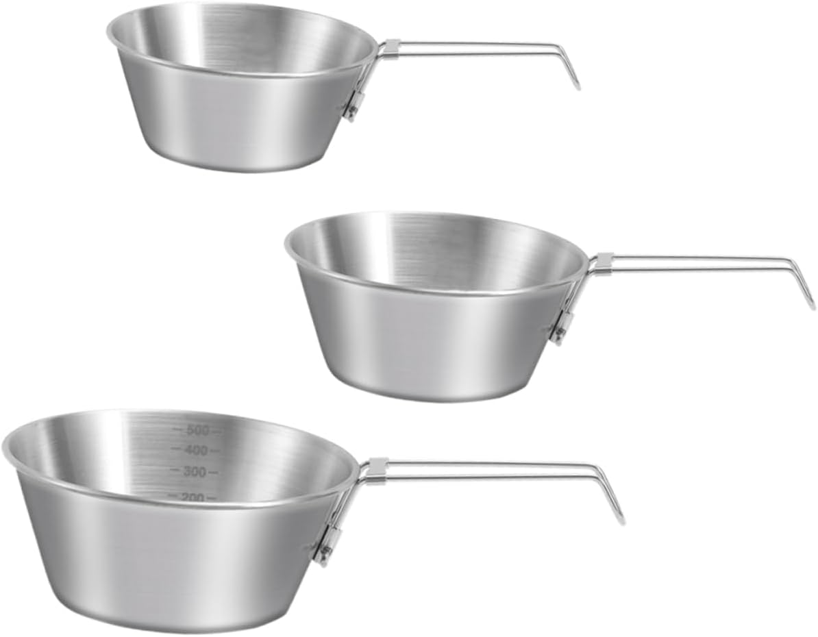 Mipcase 9pcs Foldable Camping Bowl Stainless Steel Mixing Bowl Portable Outdoor for Hot Meals Soup Water