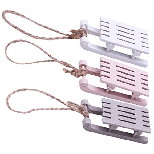 Foytoki 3Pcs Dollhouse Sleigh Woodsy Decor Toy Sleigh Desktop Decor Wood Sleigh Decor Wood Christmas Sled Mini House Accessories Xmas Tree Pendants Dolly House Decor Xmas Decor Wooden Baby #TOP7