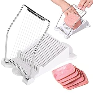 FIBOUND Luncheon Meat Slicing Tool Schinkenschneidewerkzeug Eierschneider - Luncheon Fleischschneider, für Schinken, Fleisch, Ei, Erdbeere, Weiches Obst, Kann in 10 Scheiben Geschnitten Werden (Weiß)