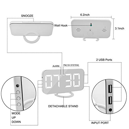image for SZELAM Digital Clock Large Display, LED Electric Alarm Clocks Mirror S
