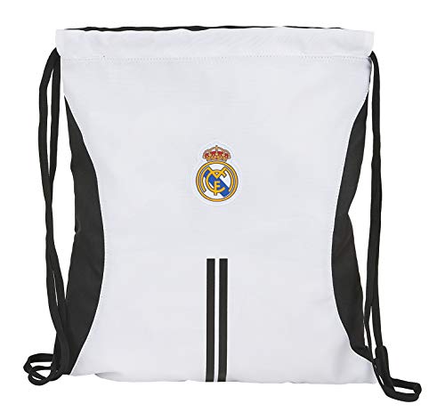 Safta Real Madrid, Mochila Saco Unisex Niños, Blanco/Negro, 350Xx400 Mm