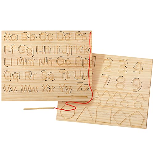 Image of Lincia Montessori Wooden Alphabet Number Tracing Board Toddler Writing Tools for Beginners Double Sided Wooden Letter Wood Handwriting Alphabet Practicing Board for Toddlers and Preschoolers Age 3+