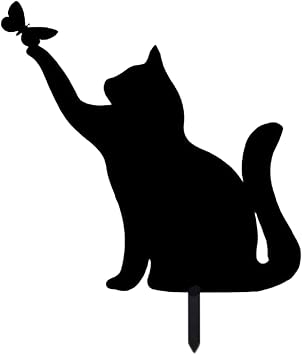 Metal Cat Stake Garden Decor, Yard Decoration Art for Lawn, Gifts for Cat Lovers, Black Outdoor Home Decoration, Metal Kitty Statue SOCAT