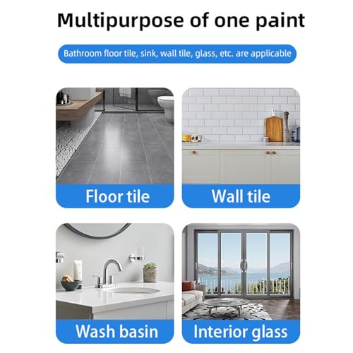 Tile Paint, Tub and Tile Refinishing Kit, Tub Refinishing Kit White Bathtub Paint Water Based & Low Odor, Easy to Use Sink Paint for Bathroom Kitchen