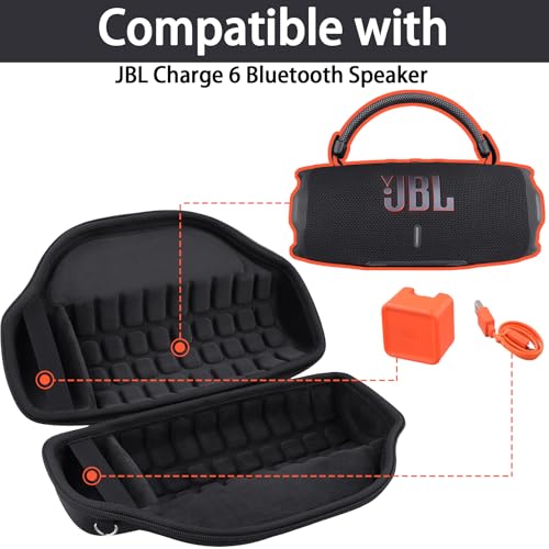 Image of co2CREA Case for JBL Charge 6 Portable Bluetooth Speaker, Black