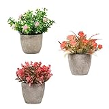 Decoración de escritorio con flores artificiales de aspecto realista: esta decoración de bonsái artificial está hecha de materiales finos y mano de obra de , con un diseño realista, ideal para decorar estantes