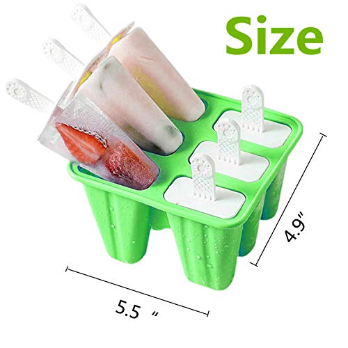 Popsicle Molds, 6 Pieces Silicone Ice Pop Models Popsicle Models Reusable Easy Release Ice Pop Maker (Dark Green) - Thumbnail 4