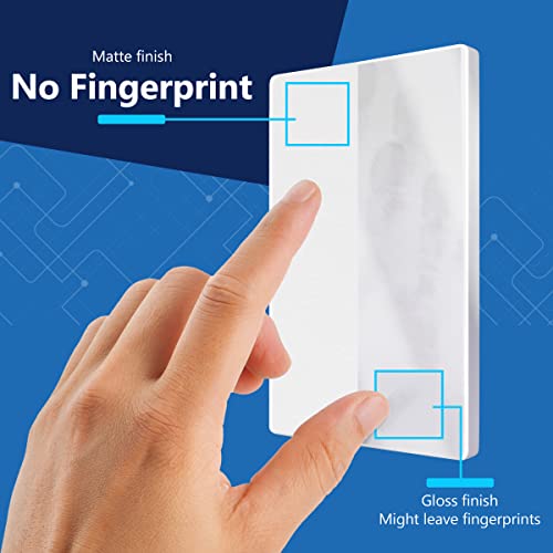 LIDER Blank Wall Plate, Temperature and Impact Resistant, UL Listed, Polycarbonate Thermoplastic, Screwless Design, Matte Finish, Modern Upgrade, Midsize, 1-Gang, 4.88” x 3.11”, White, 5 Pack