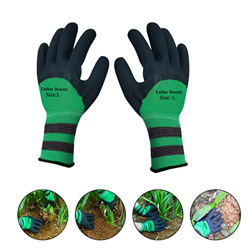Esther Beauty Gardening Gloves For Women And Ladies, 6 Pairs Breathable Rubber Coated Yard Work Gloves, Men Outdoor Protective Gloves Medium Size Fits Most (6 Pairs Of Green, M) #TOP2