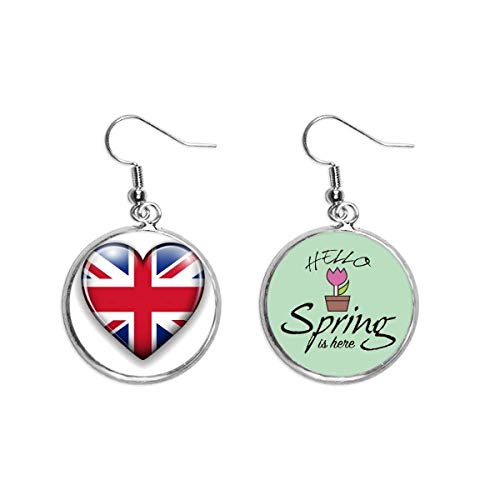Pendientes de Gran Bretaña bandera del Reino Unido corazón colgante joyas para primavera mujer