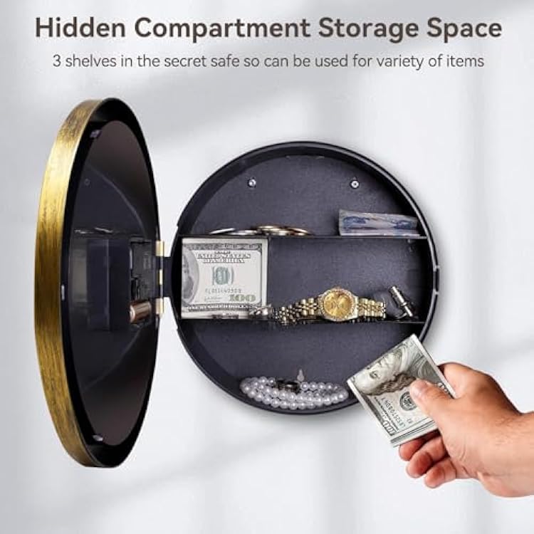 Secret Compartment,10 Inch Wall Clock Diversion Safe, Hidden Safe Clock with Hidden Compartment, Secret Hidden Clock Secret Hidden Clock Vintage Large for Valuablesge Large Storage Space Round
