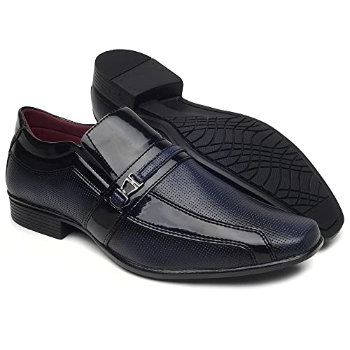 Sapato Social Masculino Oxford Confortável Dia a Dia Direto da Fábrica Cor:Preto-Azul;Tamanho:41;Gen