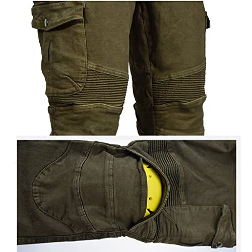 Men Motorcycle Riding Jeans Armor Racing Cycling Pants Cotton Adventure Touring Trousers With Knee Hip Protector Pads (Color : Green, Size : Large) #TOP5
