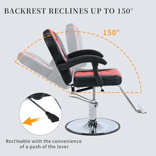 Image of Heavy Duty Barber Chair for Hair Stylist,Professional Hair Salon Stool with Footrest,Adjustable Seat Height 37.4-42 inch Barber Beauty Equipment for Hair Stylist Spa Shampoo