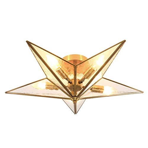 Preisvergleich Produktbild JYDQM Bronze Deckenleuchte Pendelleuchten Kreative Pentadeckenleuchte Kronleuchter Korridor Lichter Tür Lampe, Lampenschirm aus Glas, for Wohnzimmer, Schlafzimmer, Bar