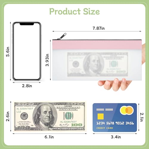 6-Pieces Money Envelopes for Cash, Multi-Purpose Money Bags with Zipper, Money Pouch 7.8 X 3.9 Inch Clear Cash Envelopes, Bank Deposit Bags for Coins Makeup Easter Gifts School Supplies - Thumbnail 2