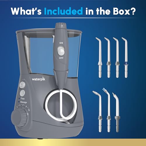 Image of Waterpik Aquarius Water Flosser for Teeth Cleaning,Gums,Braces,Dental Care,Electric Power with 10 Settings,7 Tips for Multiple Users and Needs,ADA Accepted,Gray WP-667,Packaging May Vary,(Pack of 6)