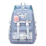 Cartoon Backpack with Plush Pendant Waterproof Laptop Backpack Multi-compartment Kawaii Casual Daypack Travel Chrismas New Year Gifts (Style-6)
