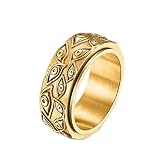 Bague Femme, Anneau D'Anxiété À Motif D'Yeux 3D Or Taille 61.5