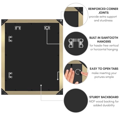 Image of Americanflat 16x20 Poster Frame - Gold Engineered Wood with Polished Plexiglass - Wide Picture Frame for Vertical or Horizontal Wall Display - Epic Collection - Gold