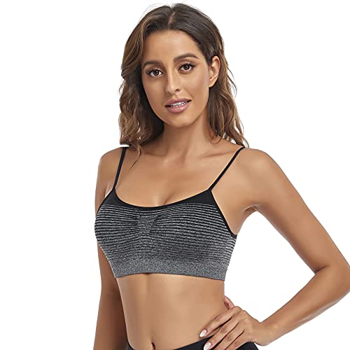 Image of Litthing Bralettes Padded for Women Cami Strap Bra Seamless Sportsbra Wireless Comfort Yoga Lightly T-Shirt Tank Tops