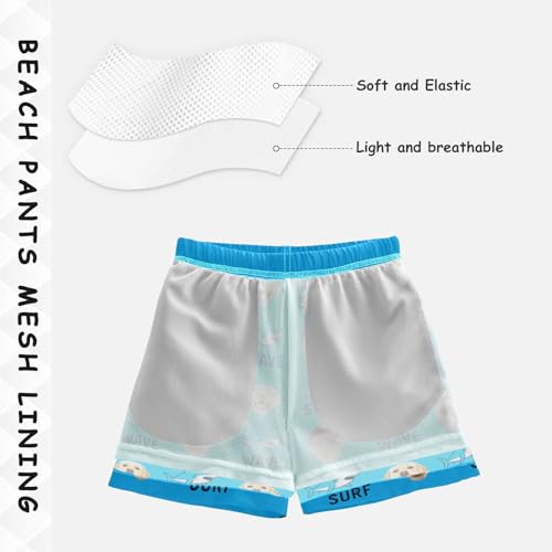 Custom Father Son Matching Swim Trunks Funny Shark Personalized Dad and Son Matching Swim Trunks Board Shorts Ligth Blue4