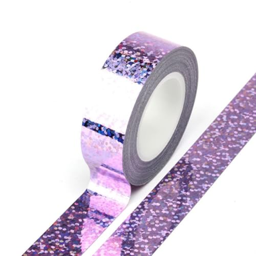 Cinta de tela decorativa efecto holográfico brillante en pack de 8 unidades 3