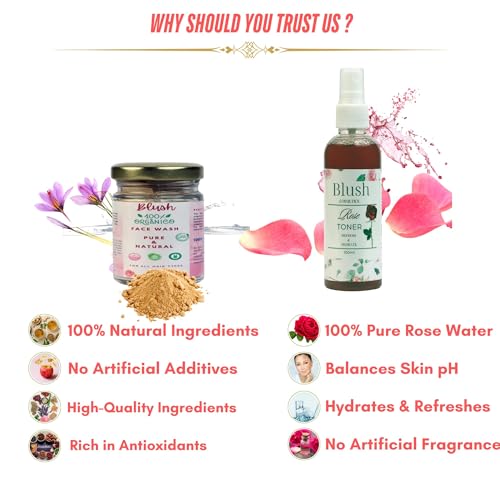 Image of Organic Facial Kit - Natural Face Wash & Rose Water Toner Set for Glowing Skin, Hydrating & Cleansing, Suitable for All Skin Types, Paraben-Free, Cruelty-Free Skincare