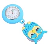 YARNOW Orologio da Taschino in Silicone Design Gufo Azzurro, Orologio Estensibile per Infermiera, Accessorio Indispensabile per Turni di Guardia