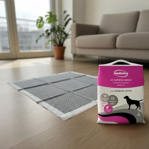 Inodorina Tappetini Igienici Per Cani (60X90 Cm, 40 Pezzi) – Traversine Con Carboni Attivi Super Assorbenti In Pura Cellulosa Vergine – Con Polimeri Odor Control E Sticker Antiscivolo - 8