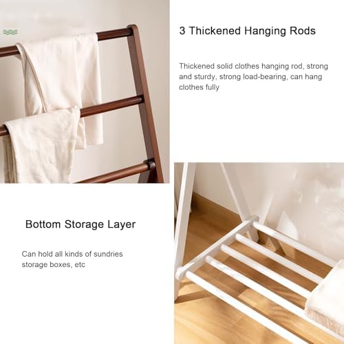 Foldable Clothes Airer Rack with Storage Shelf & Hanging Crossbars, Freestanding Drying Solution for Bathroom Laundry Room（B,62cm）