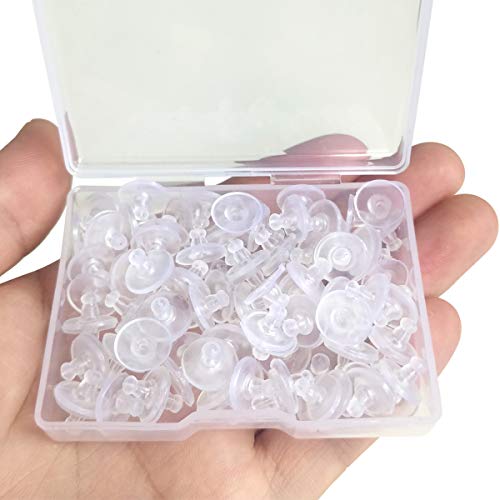Silicone Earring Backs,Clear Rubber Earring Backs,Earring Safety Back Stopper Clutch Ear Locking With Pad (Pack Of 100) #TOP1