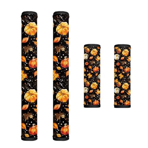 Image of Thanksgiving Refrigerator Door Handle Covers Set of 4, Autumn Maple Leaf Kitchen Appliance Cover, Pumpkin Fridge Oven Microwave Dishwasher Door Protector Sleeves Fall Y'all Kitchen Decor