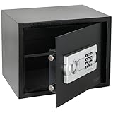 HMF Safe Tresor für Zuhause, Hotel oder Büro, Möbeltresor mit Zahlenschloss für DIN A4 Dokumente | 38 x 30 x 30 cm | Schwarz