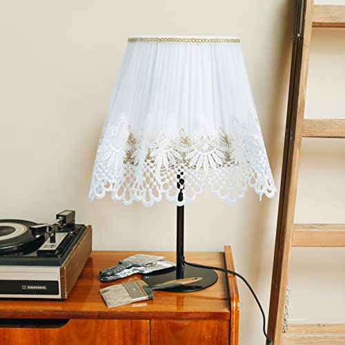 White Lace Lampshade Cover Topper, Elegant Flower Pattern Lace Lamp Shade, Table Lampshape, Romantic Light Cover Topper Scarf For Home Living Room Bedroom Light Decoration #TOP4