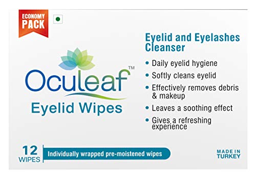 Waypham- Oculeaf Eyelid Wipes -Natural Tea Tree Oil, For Daily Eyelid & Eyelashes Hygiene, Itchy-Irritated- Digital Eye Strain-Makeup Remover Any Time -12 Wipes