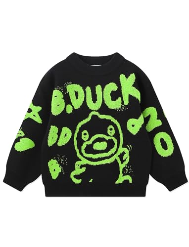 B.Duck Kids Sweater Cute Cartoon Duck Crewneck Long Sleeve Knitted Pullover Tops for Unisex Boys Girls Size 3-12 Years