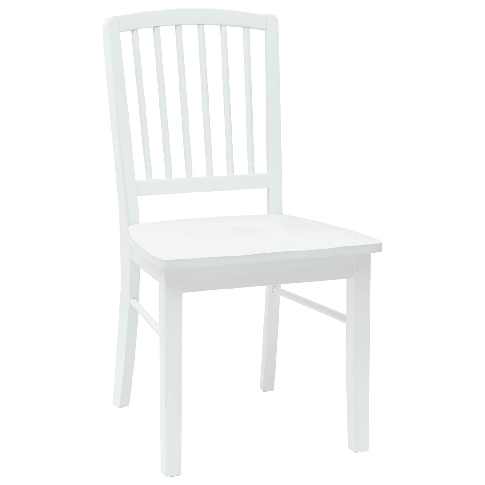 Lot de 2 chaises de salle à manger en bois d'hévéa massif blanc