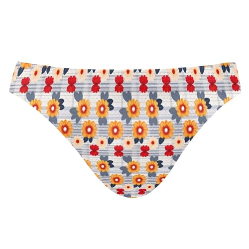 Flowers Buffalo Plaid Swim Briefs for Men Swimsuit Bikini Swimwear S A113023