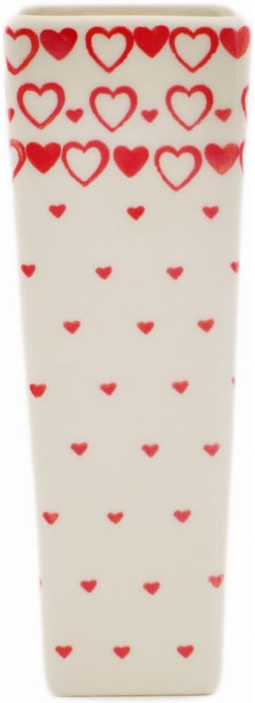 Polmedia Polish Pottery Vase UNIKAT - Heart is Full of Love Pattern Handmade in Boleslawiec Poland by Ceramika Dalia + Certificate of Authenticity