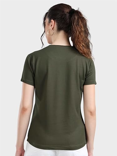 Image of STELLERS Womens Spiumo Cotton Solid Crew Neck T-Shirt Regular Fit | Odour Resistant | Quick Dry | Stretchable | Lightweight