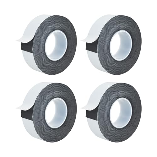 WLICCHS Pack de 4 cintas aislantes autoadhesivas, impermeables, cinta vulcanizadora para aislar, reparar y agrupar, J10, 0,8 mm x 19 mm x 4,5 y, negro