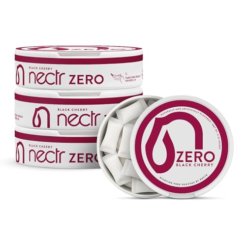 Image of Nectr Energy Zero Pouches - No Caffeine, No Sugar, Zero Calories, Mini Pouches for Oral Fixation and Stress Relief - 4 Pucks of 20 - Black Cherry Flavor