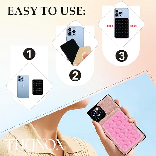 Image of THYNOX Phone Holder Suction Phone Case (Pack of 3) Anti-Slip Silicone Back Cover, Multipurpose Hands-Free Sticky Pads for Phone Adhesive Mount for Selfies Videos Mirror (Lt. Blue, Lt. Pink, White)