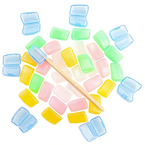 Heatoe 40 Pcs 5 Colors Toothbrush Covers, Travel Tooth Brush Caps Toothbrush Heads Cover Bulk Toothbrush Protector Case