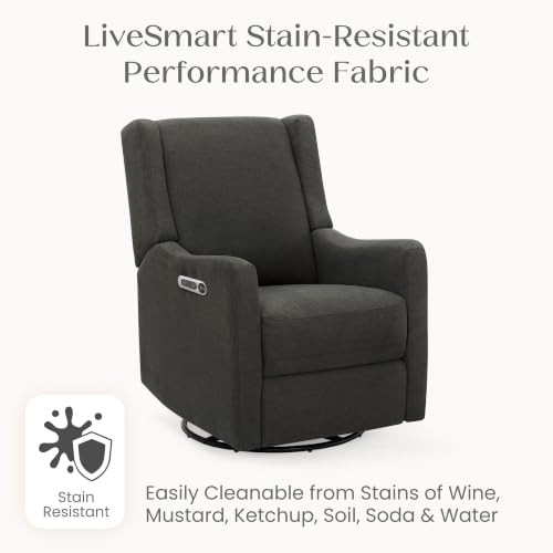 Delta Children Mercer Electronic Power Recliner and Swivel Glider with USB Port in LiveSmart Performance Fabric - Water Repellent & Stain Resistant, Dark Grey - image 8