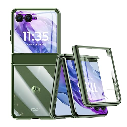 Mipoclea Transparente Coque pour Motorola Razr 50 Ultra avec Protection D'écran Intégrée et Protection de Charnière, Housse de Luxe Clair en PC Rigide...